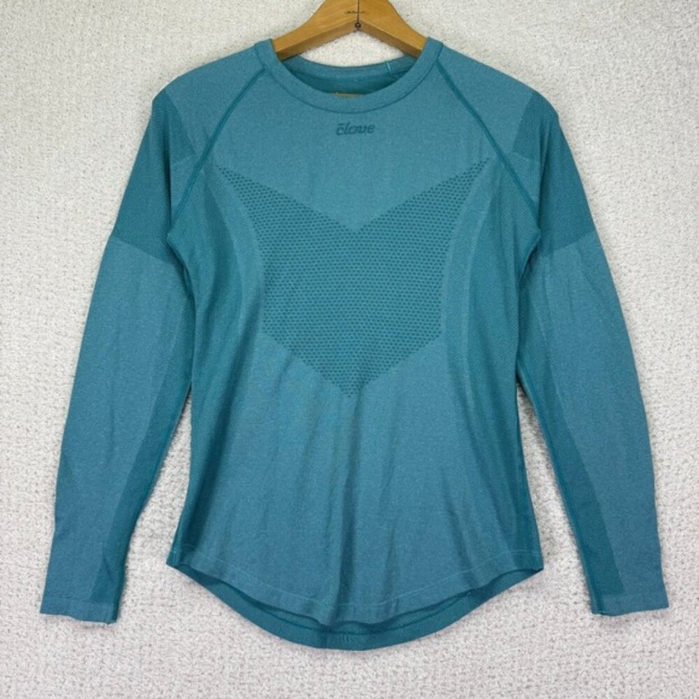 Clove Teal Blue Long Sleeve Athletic Top Activewear Womens Size S‎